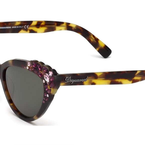DSQUARED2 Elizabeth DQ168 55N Tortoise Gem Cat Eye Sunglasses - Picture 2 of 7